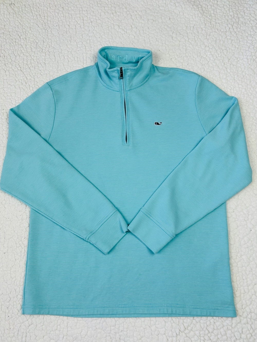 Vineyard Vines by Shep & Ian Sweatshirt Mens L Turquoise Blue 1/4 Zip Logo Pullo